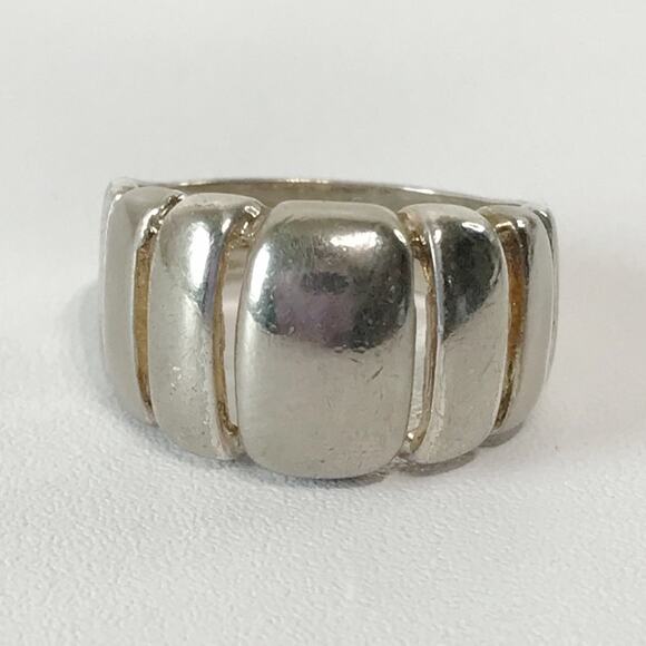 Vintage 925 Sterling Silver Milor Italy Ribbed Puffy Abstract Modern Ring 7 - Picture 8 of 15